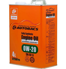 Моторное масло Autobacs Engine Oil, синтетическое, 0W-20, SN, 4 л Autobacs A01508395